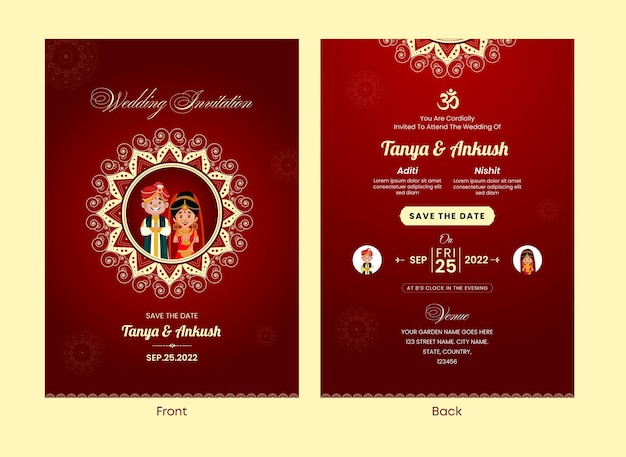 Indian wedding invitation card template design