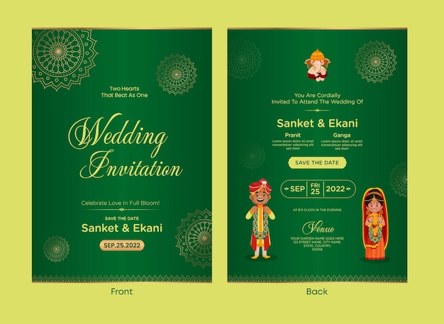 Indian wedding invitation card template design