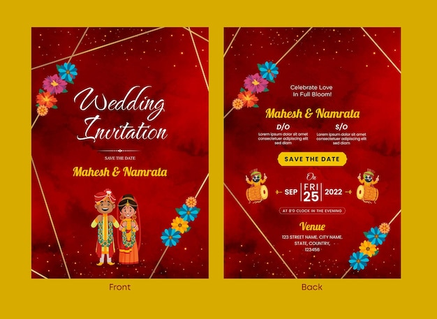 Indian wedding invitation card template design