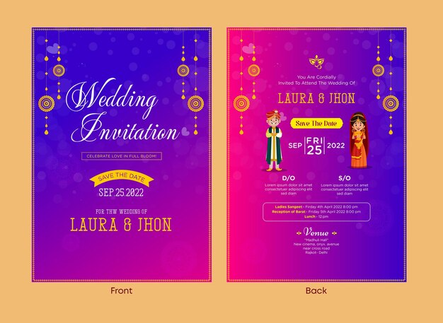 Vector indian wedding invitation card template design