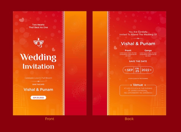 Vector indian wedding invitation card template design