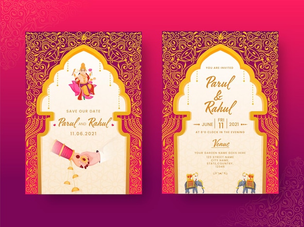 Vector indian wedding invitation card template