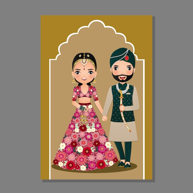 Вектор Индийская свадебная пригласительная открытка