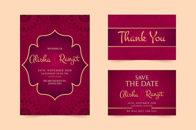 Vector indian wedding stationery concept