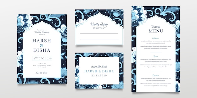 Vector indian wedding stationery concept