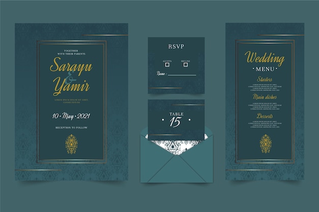 Vector indian wedding stationery template