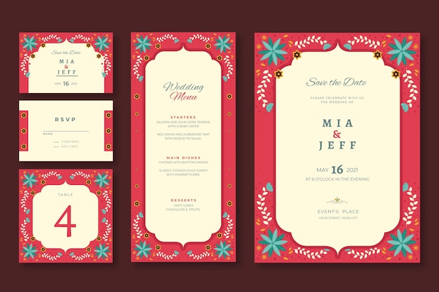 Vector indian wedding stationery