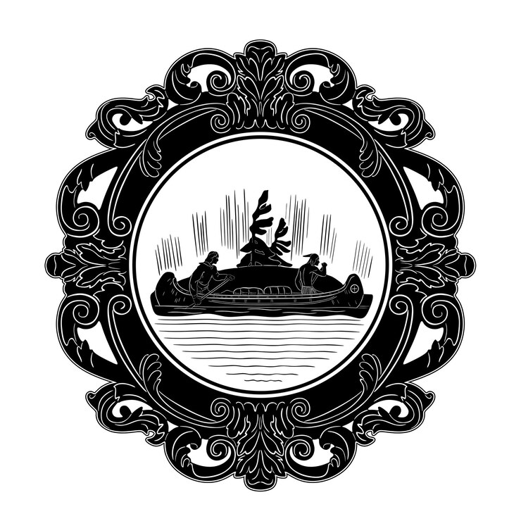 Indian with boat and floral frame handmade silhouette model 9