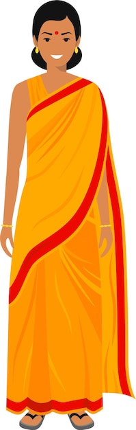 플랫 스타일의 인도 여성 캐릭터 아이콘입니다. 벡터 일러스트