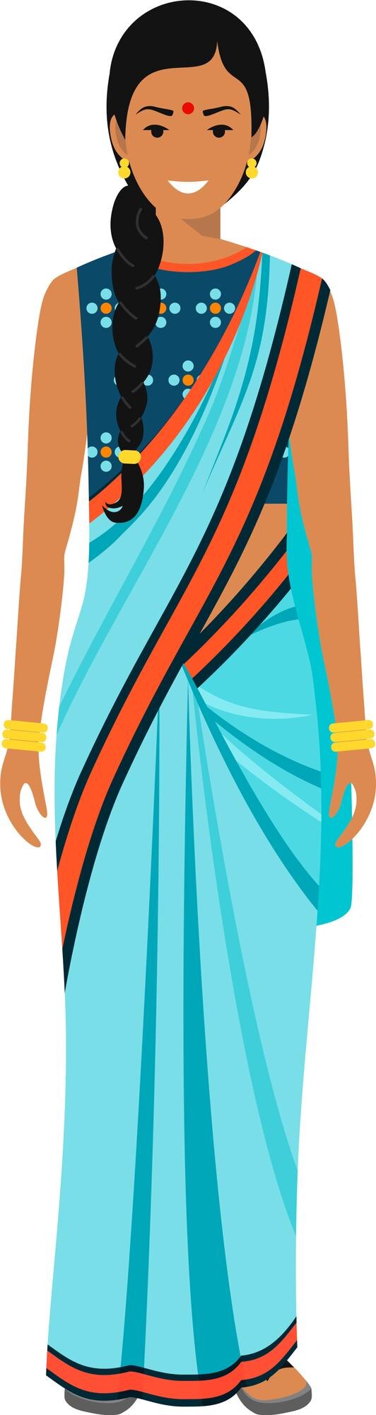 Vector indian woman character icon in flat style. vector illustration