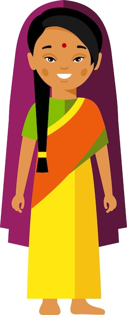 Vector indian woman dressed in national costumes