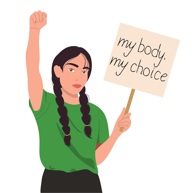 Vector indian woman protesting against abortion law