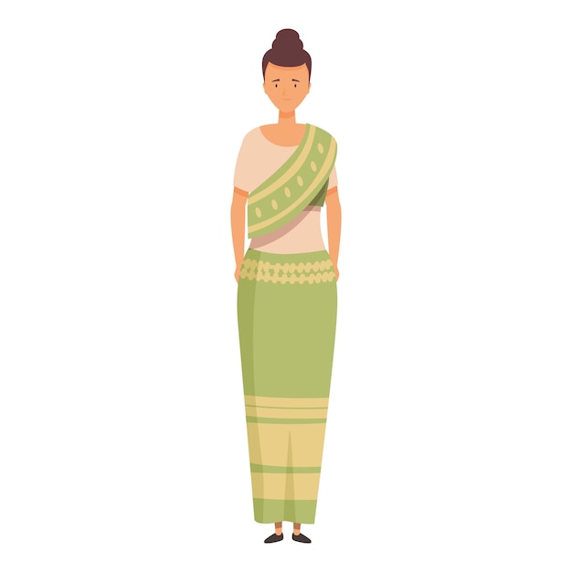 Indian woman wearing traditional green sari dress standing posing for portrait