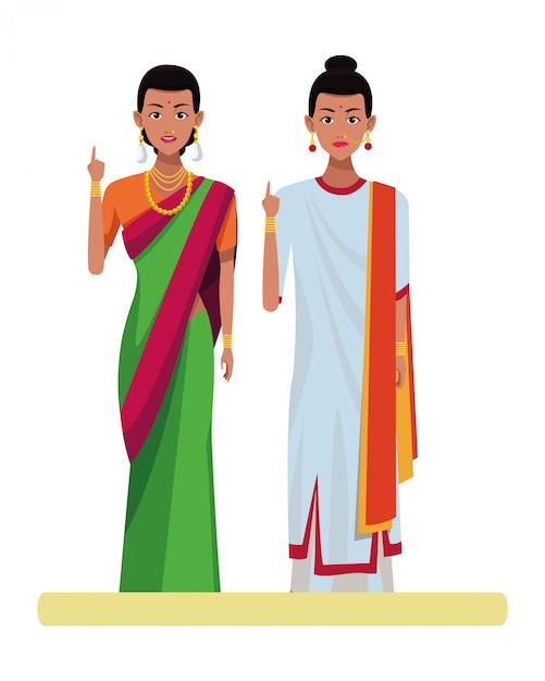 Vector indian women avatar cartoon character