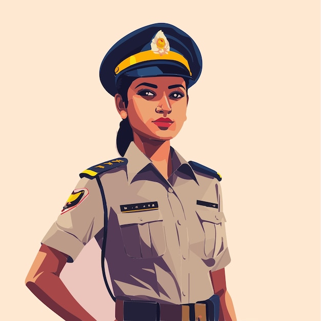 インドの女性警察官のイラスト