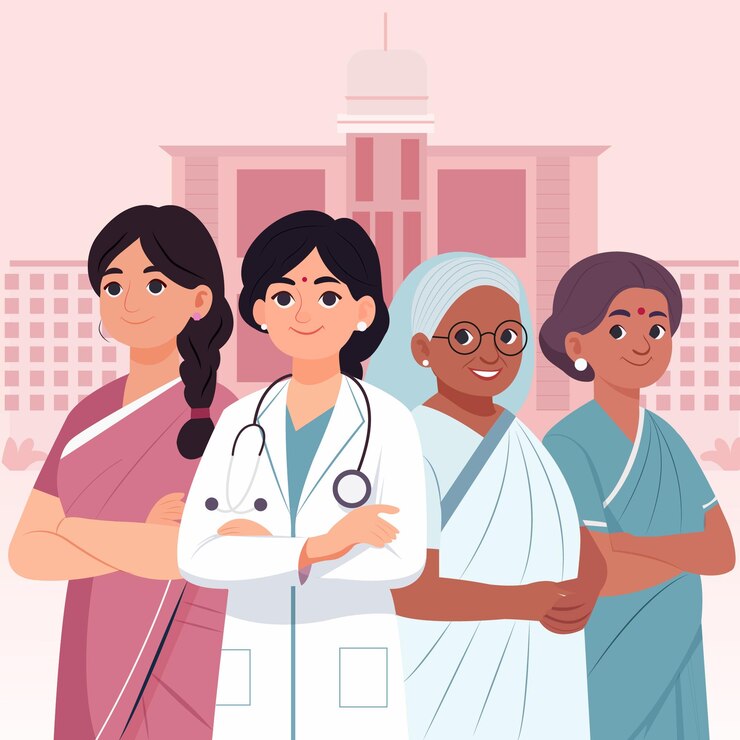 Indian women working in the hospital and healthcare sector