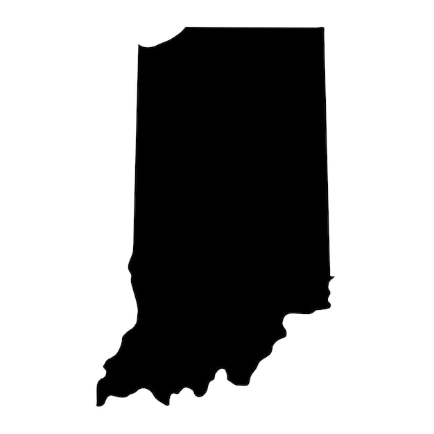 白い背景の上のインディアナ州の黒い地図