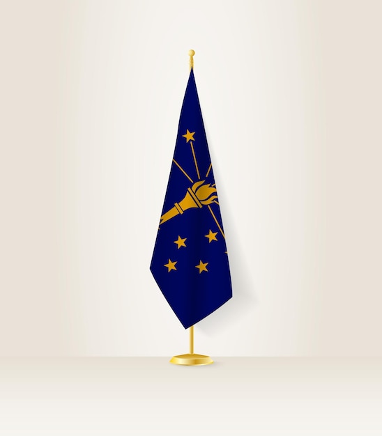 Indiana flag on a flag stand