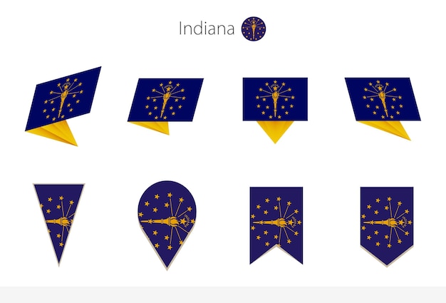 인디애나 미국 국기 컬렉션 8가지 버전의 인디애나 벡터 플래그