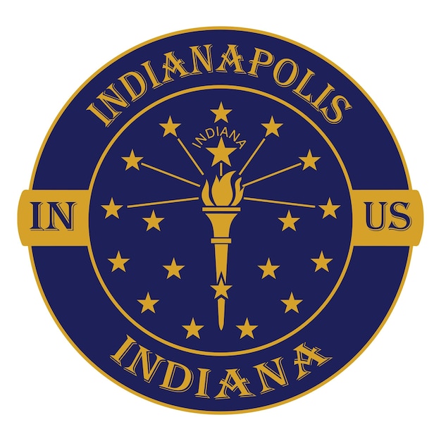 Indianapolis Indiana Vlag USA Reizen Souvenir Zegel Stempel Badge Sticker Logo Vector Illustratie EPS