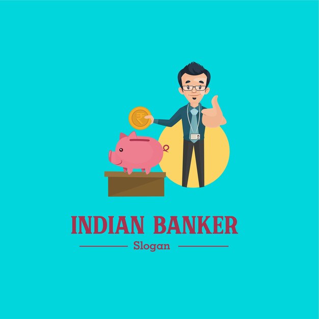 Indiase bankier vector mascotte logo sjabloon