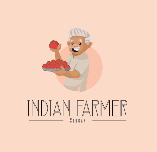 Indiase boer vector mascotte logo sjabloon