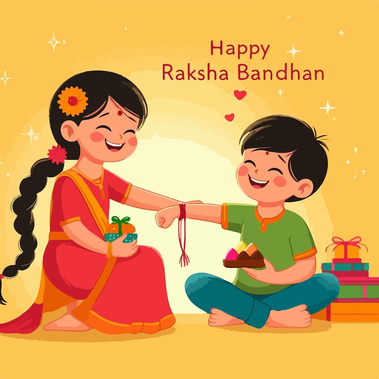 Indiase broeder en zuster festival gelukkig Raksha Bandhan concept gelukkig Reksha Bandhan achtergrond