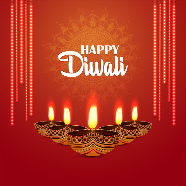 Indiase culturele festival gelukkige diwali-vieringskaart
