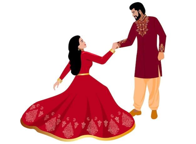 Indiase danspaar bruiloftsvoorstelling