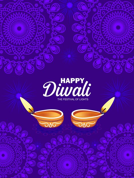 Vector indiase diwali festival achtergrond met mandala decoratie