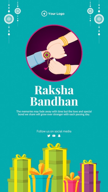 Indiase festival gelukkig Raksha Bandhan portret sjabloonontwerp