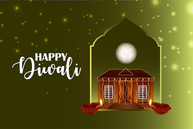 Indiase festival gelukkige diwali-vieringskaart