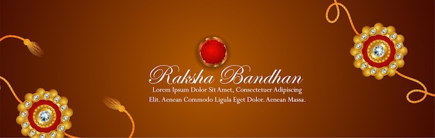 Indiase festival gelukkige raksha bandhan viering banner met gouden rakhi