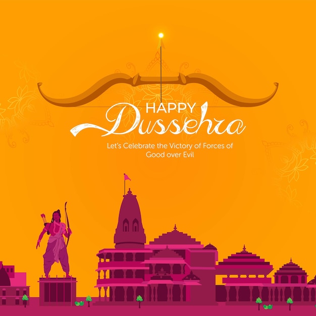Indiase festival happy Dussehra cartoon stijlsjabloon