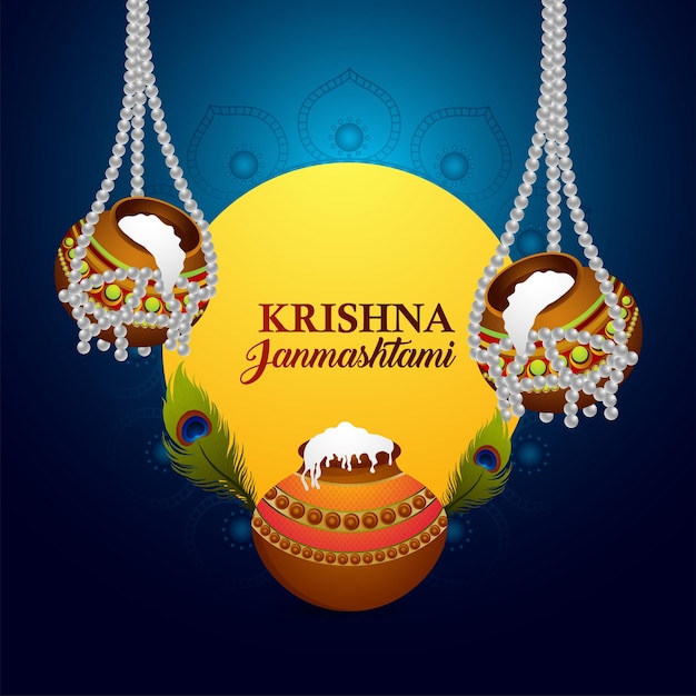 Indiase festival happy krishna janmashtami banner