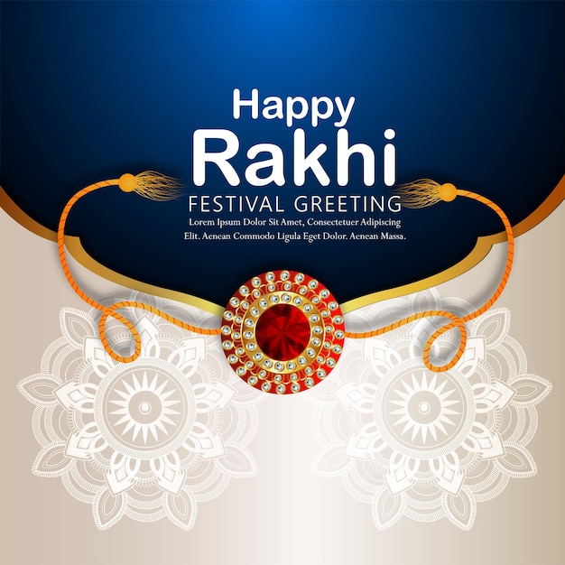 Indiase festival happy raksha bandhan banner met zilveren kristallen rakhi