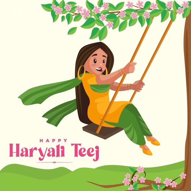 Indiase festival Haryali teej banner ontwerpsjabloon