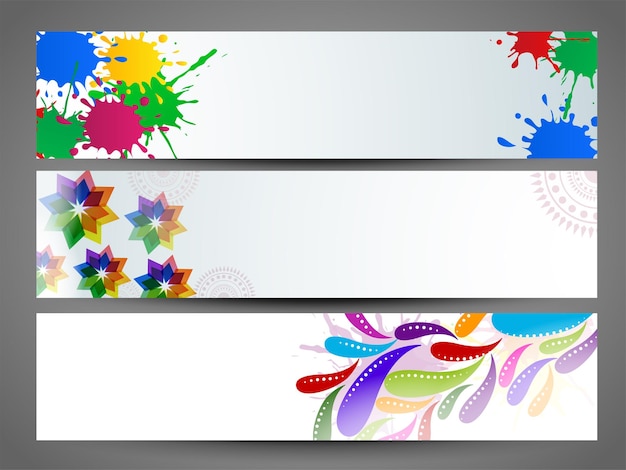 Indiase festival van kleuren Happy Holi header of banner set