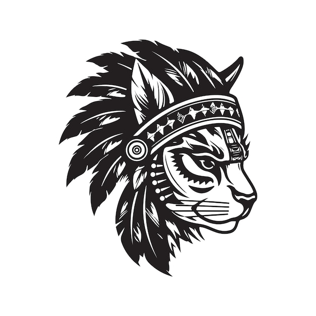 Indiase kat logo concept zwart-witte kleur hand getekende illustratie