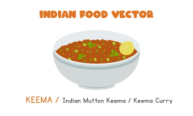 Vector indiase keema platte vector clipart cartoon. aziatisch eten. indiase keuken. indiaans eten