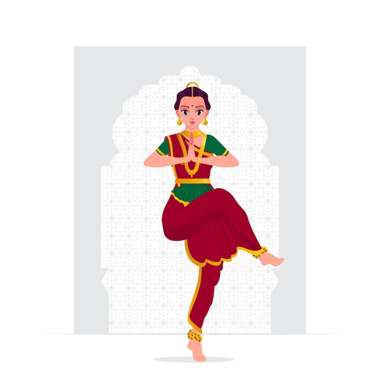 Vector indiase klassieke danser bharatnatyam kathakali danser