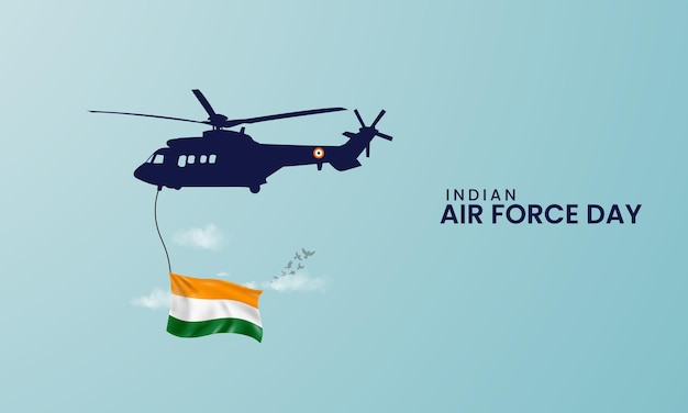 Indiase luchtmacht dag luchtmacht dag creatieve Indiase vlag vliegen met helikopter luchtmacht dag