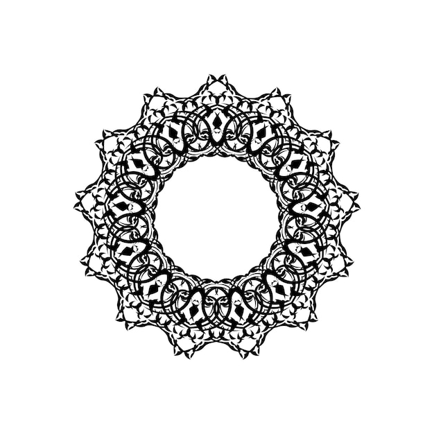 Indiase mandala-logo cirkelvormig ornament geïsoleerd element voor ontwerp en kleuren op een witte achtergrond