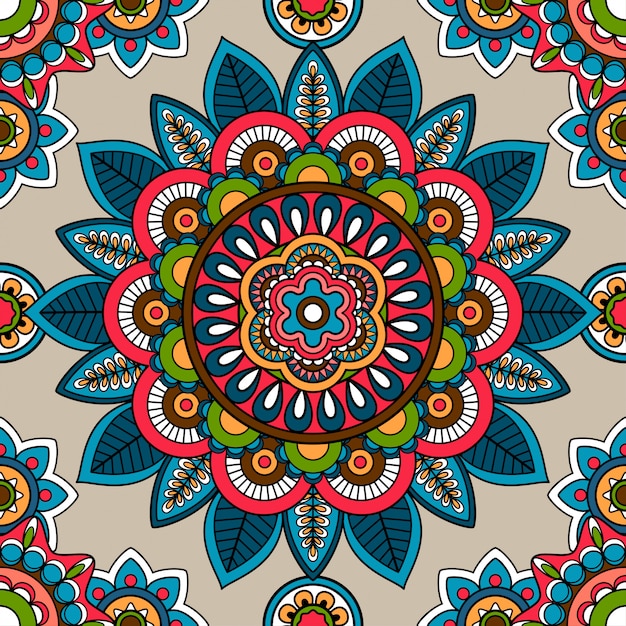 Indiase mandala vector naadloze patroon