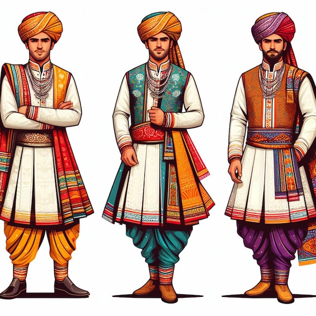 Indiase mannen in traditionele kleding vector illustratie