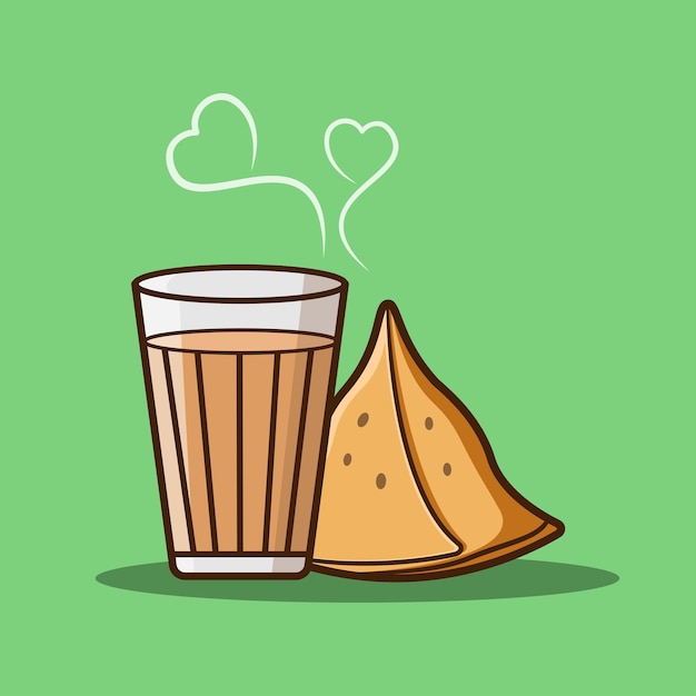 Indiase masala chai en samosa vectorillustratie