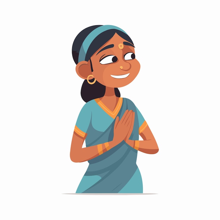 Vector indiase meisje in saree vectorillustratie in een vlakke stijl