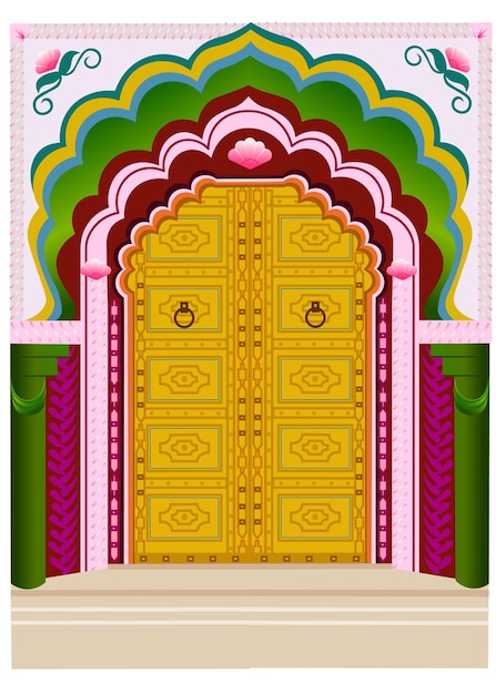 Vector indiase mooie tempeldeur
