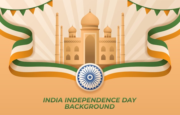 Indiase Onafhankelijkheidsdag achtergrond met driekleurige golvende vlag