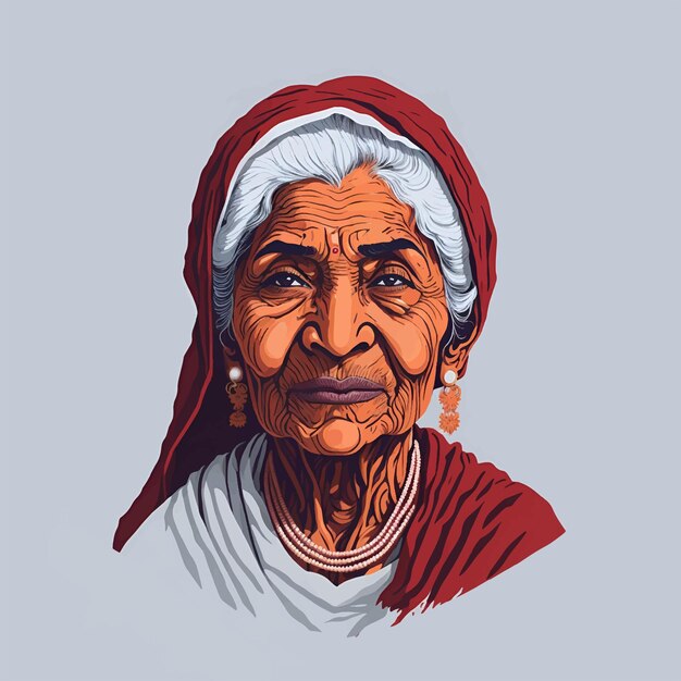 Indiase oude vrouwen Indiase dorpeling vector illustratie Indiase dorpen levensstijl